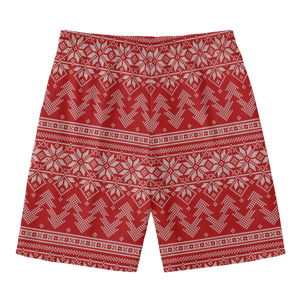 Christmas Festive Knitted Pattern Print Men's Swim Trunks