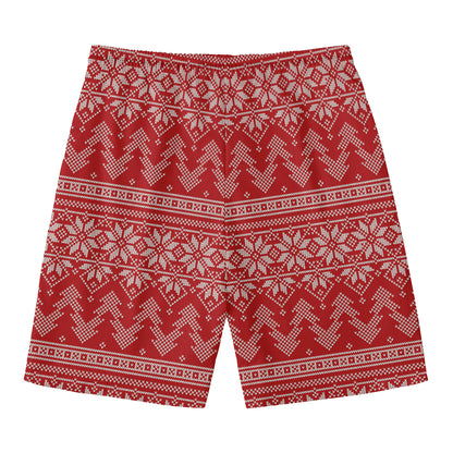 Christmas Festive Knitted Pattern Print Men's Swim Trunks