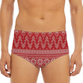 Christmas Festive Knitted Pattern Print Men's Triangle Swim Briefs
