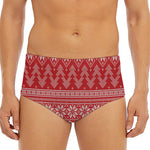 Christmas Festive Knitted Pattern Print Men's Triangle Swim Briefs