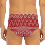 Christmas Festive Knitted Pattern Print Men's Triangle Swim Briefs