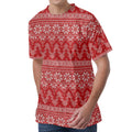 Christmas Festive Knitted Pattern Print Men's Velvet T-Shirt