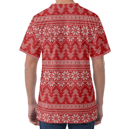 Christmas Festive Knitted Pattern Print Men's Velvet T-Shirt