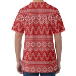 Christmas Festive Knitted Pattern Print Men's Velvet T-Shirt
