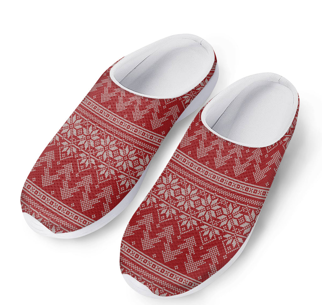Christmas Festive Knitted Pattern Print Mesh Casual Shoes
