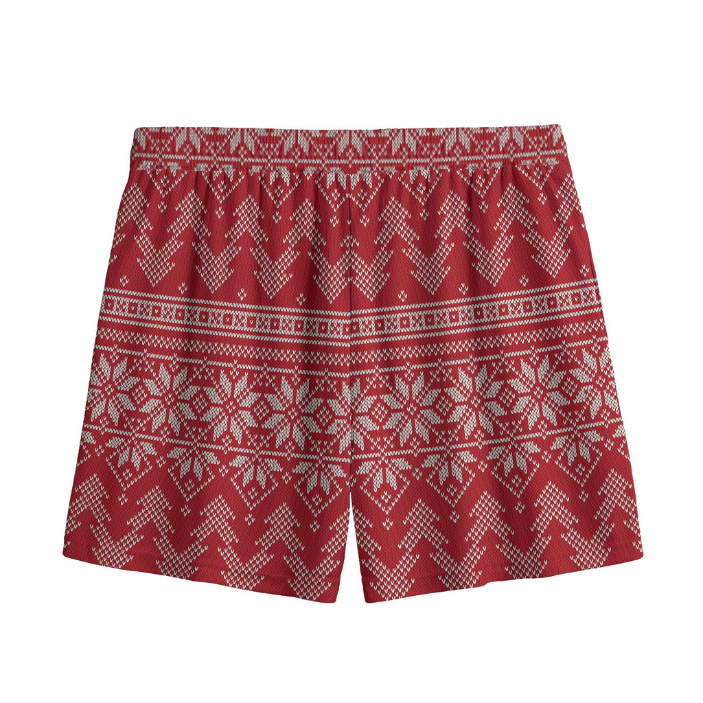 Christmas Festive Knitted Pattern Print Mesh Shorts