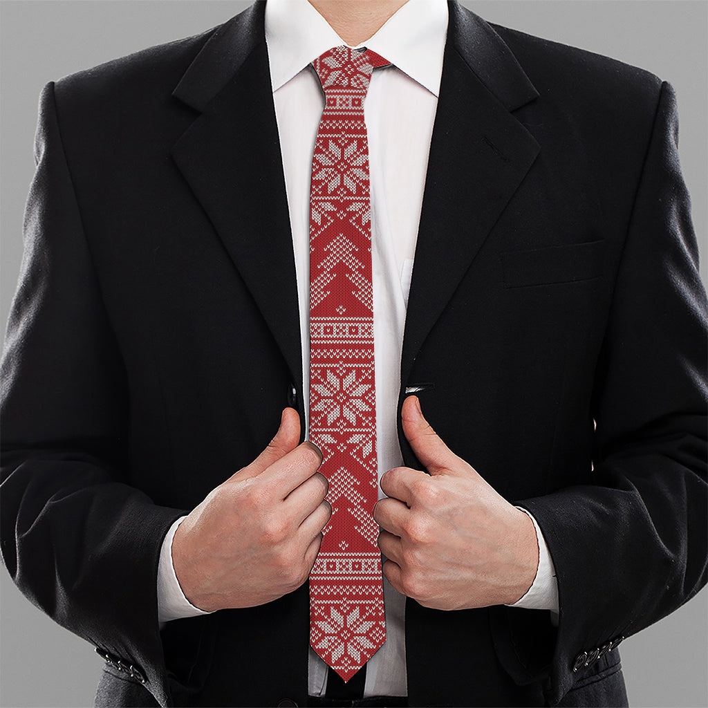 Christmas Festive Knitted Pattern Print Necktie
