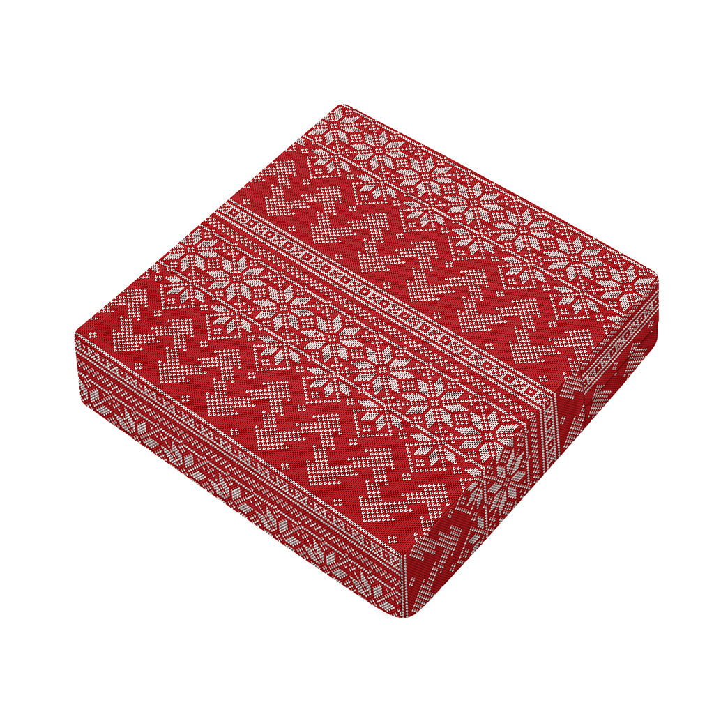 Christmas Festive Knitted Pattern Print Outdoor Seat Cushion Cover