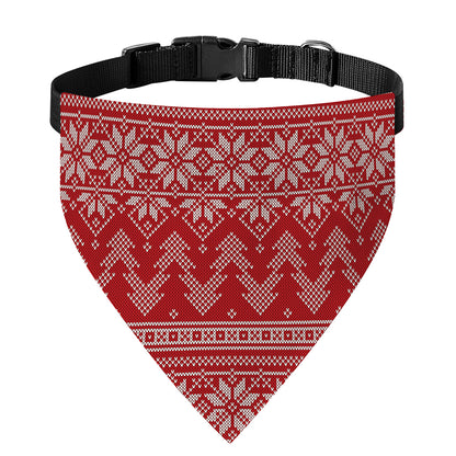 Christmas Festive Knitted Pattern Print Over The Collar Dog Bandana