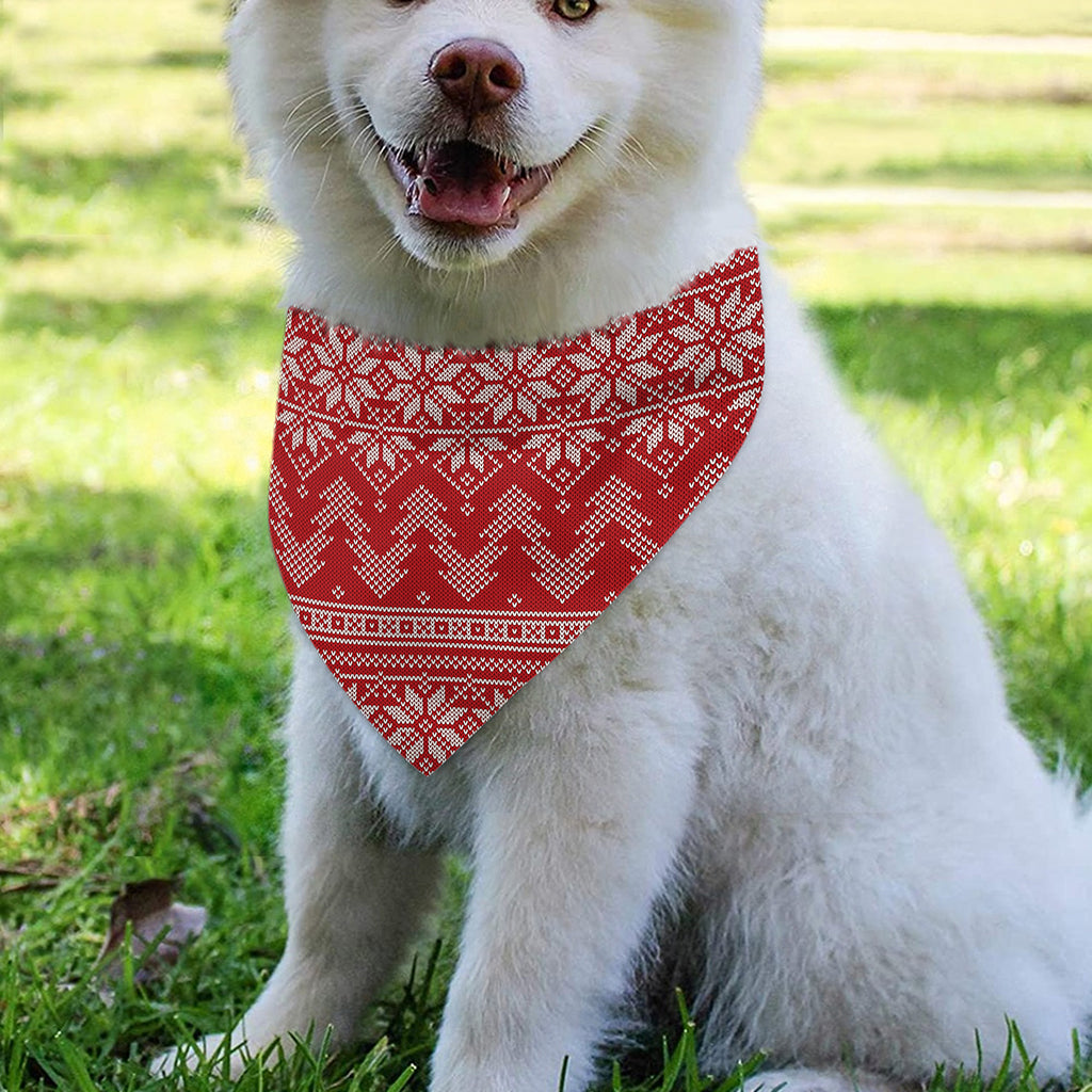 Christmas Festive Knitted Pattern Print Over The Collar Dog Bandana
