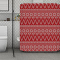 Christmas Festive Knitted Pattern Print Polyester Shower Curtain
