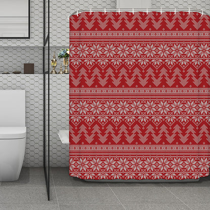 Christmas Festive Knitted Pattern Print Polyester Shower Curtain