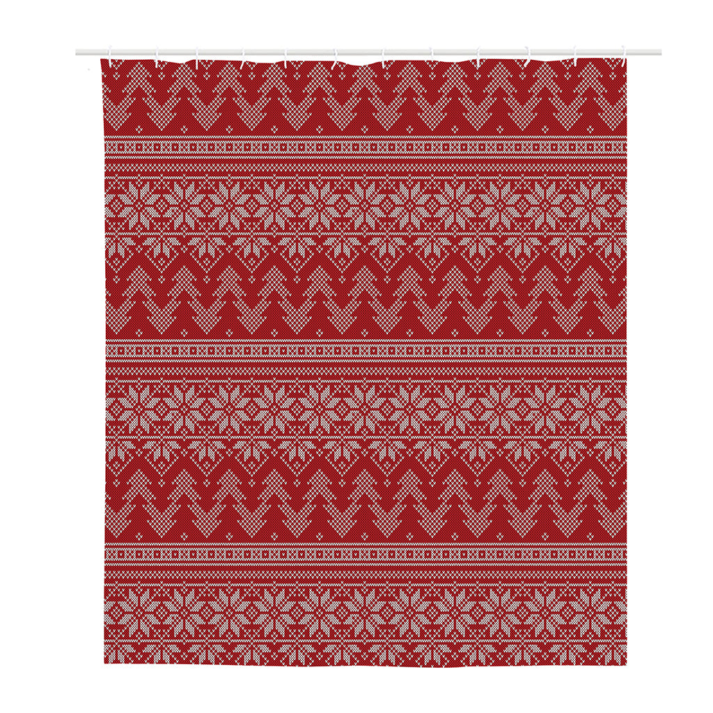 Christmas Festive Knitted Pattern Print Polyester Shower Curtain