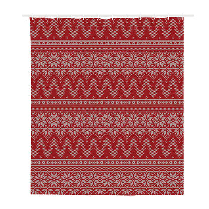 Christmas Festive Knitted Pattern Print Polyester Shower Curtain