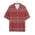 Christmas Festive Knitted Pattern Print Rayon Hawaiian Shirt