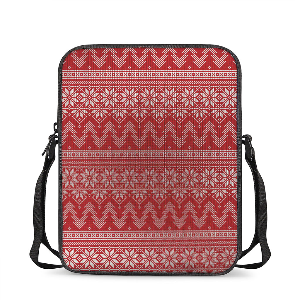 Christmas Festive Knitted Pattern Print Rectangular Crossbody Bag