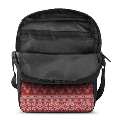 Christmas Festive Knitted Pattern Print Rectangular Crossbody Bag