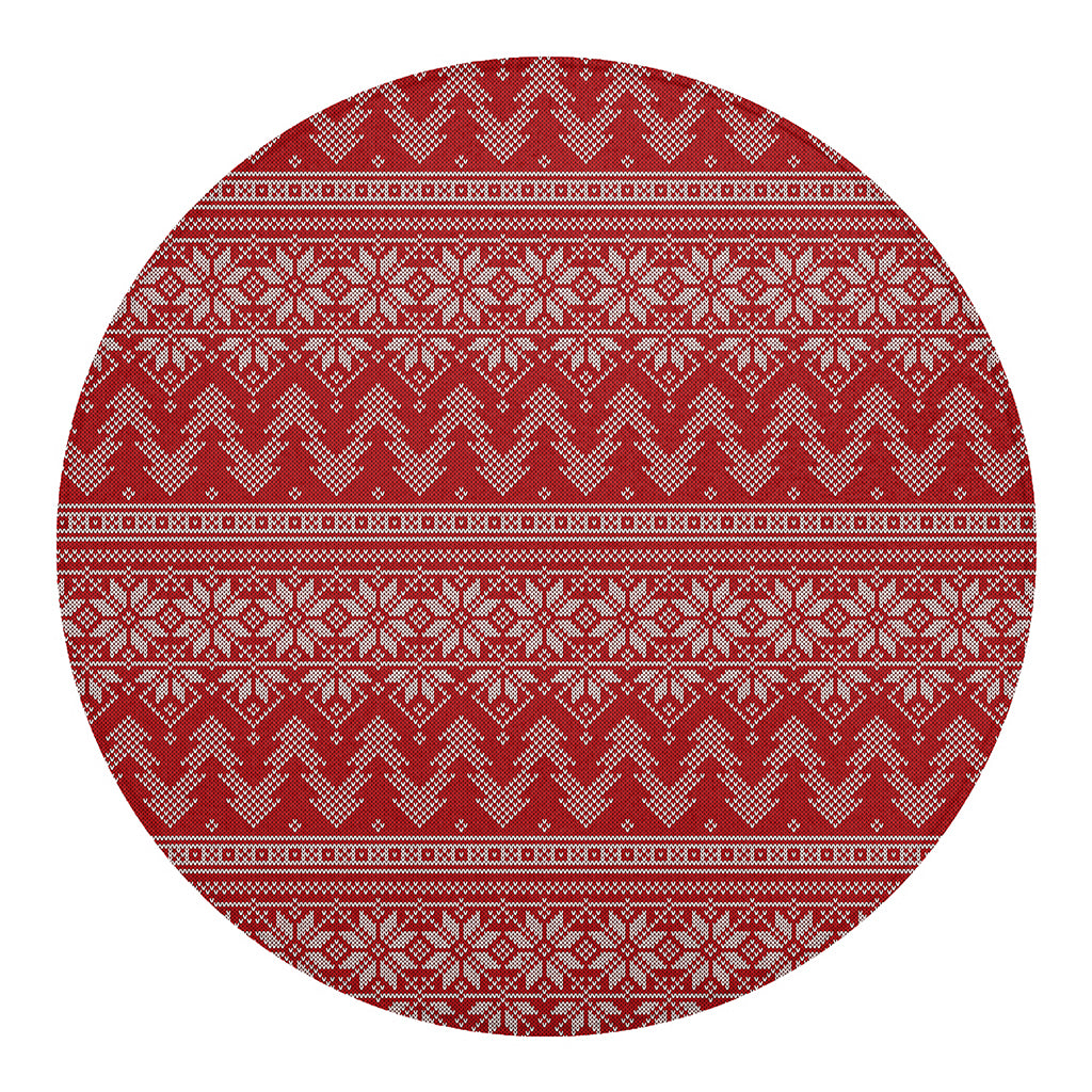 Christmas Festive Knitted Pattern Print Round Blanket