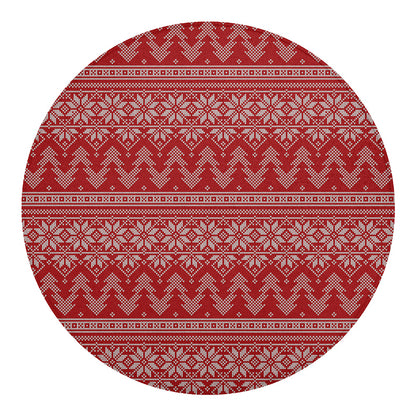 Christmas Festive Knitted Pattern Print Round Blanket