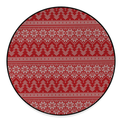Christmas Festive Knitted Pattern Print Round Floor Mat