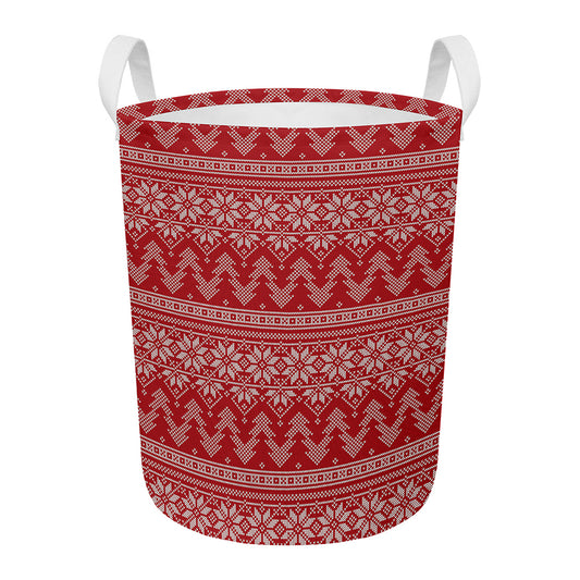 Christmas Festive Knitted Pattern Print Round Laundry Basket