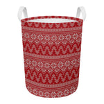 Christmas Festive Knitted Pattern Print Round Laundry Basket