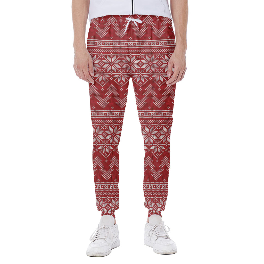 Christmas Festive Knitted Pattern Print Scuba Joggers