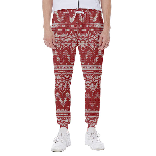 Christmas Festive Knitted Pattern Print Scuba Joggers