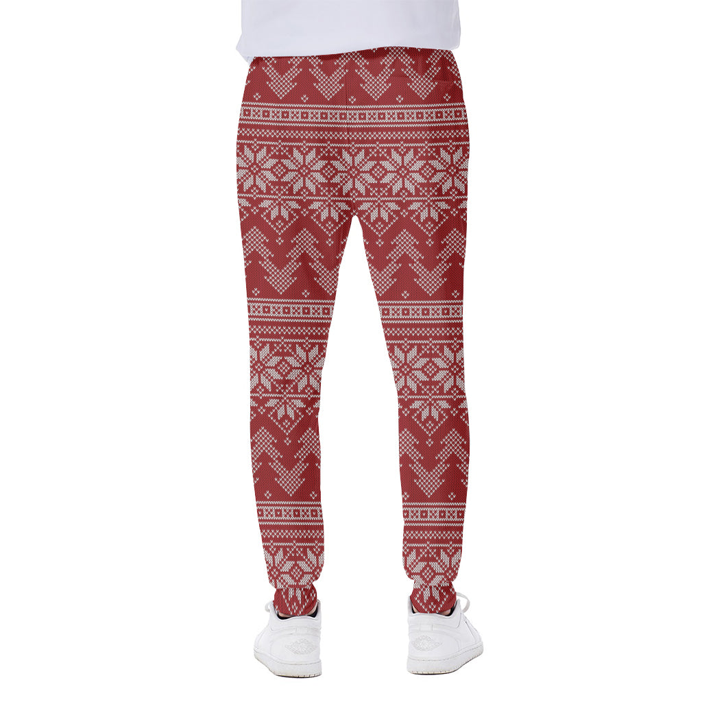 Christmas Festive Knitted Pattern Print Scuba Joggers