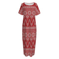 Christmas Festive Knitted Pattern Print Short Sleeve Long Nightdress