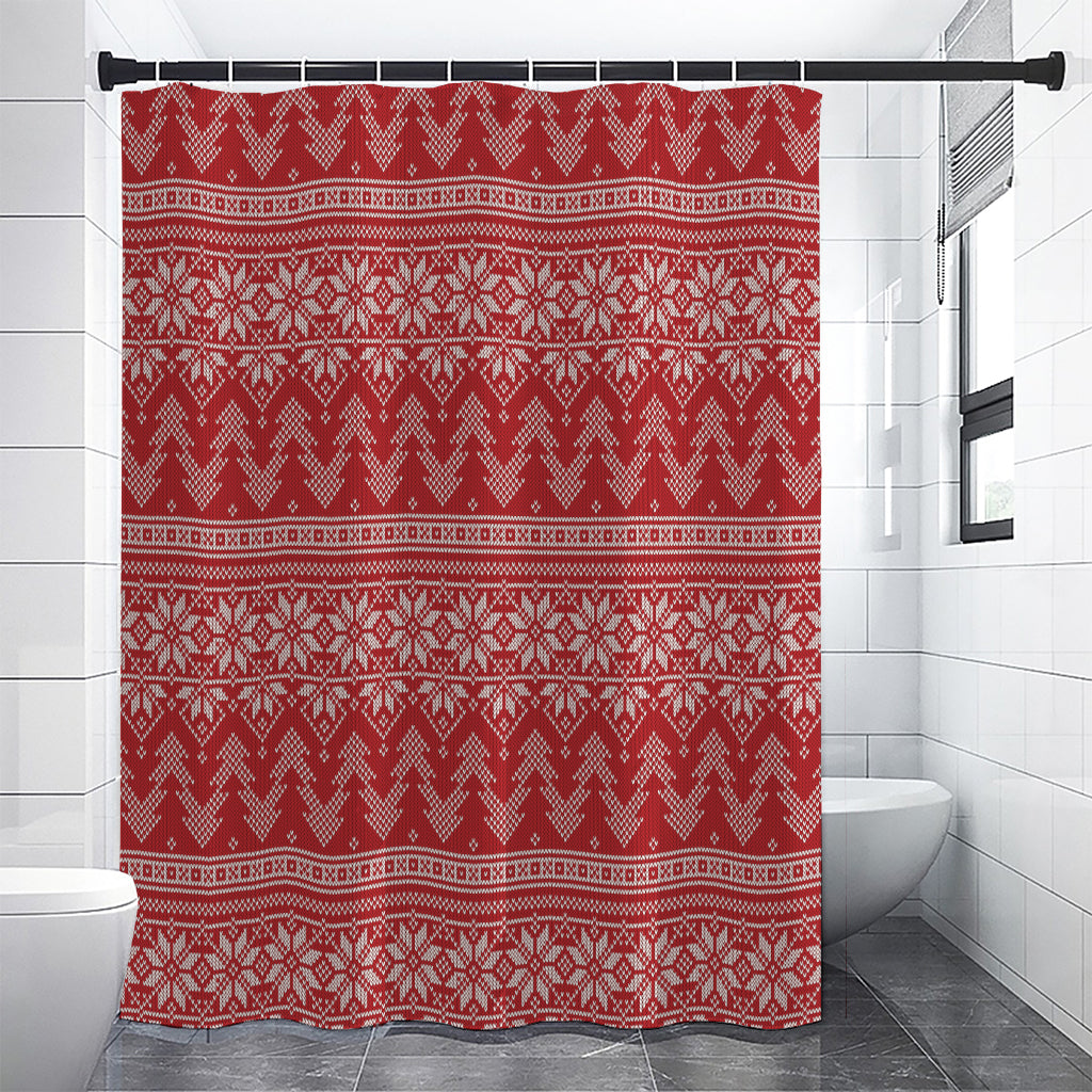 Christmas Festive Knitted Pattern Print Shower Curtain