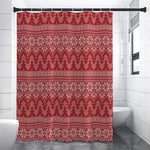Christmas Festive Knitted Pattern Print Shower Curtain