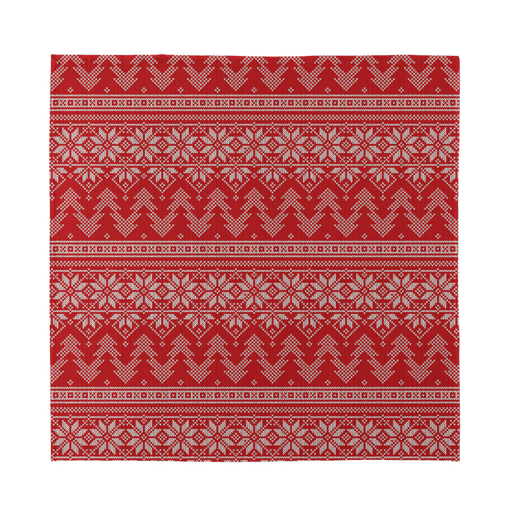 Christmas Festive Knitted Pattern Print Silk Bandana