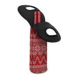 Christmas Festive Knitted Pattern Print Single Neoprene Wine Tote