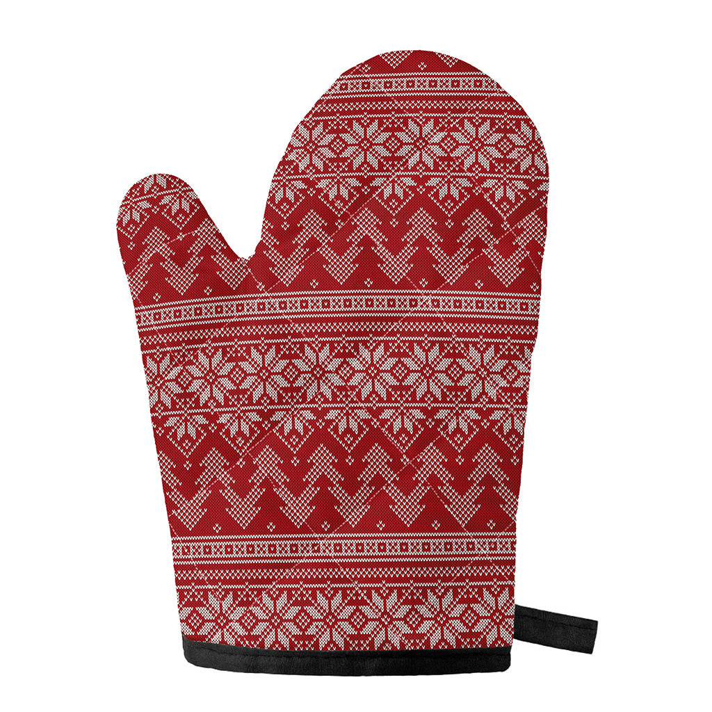 Christmas Festive Knitted Pattern Print Single Oven Mitt
