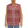 Christmas Festive Knitted Pattern Print Sleeveless Baseball Jersey