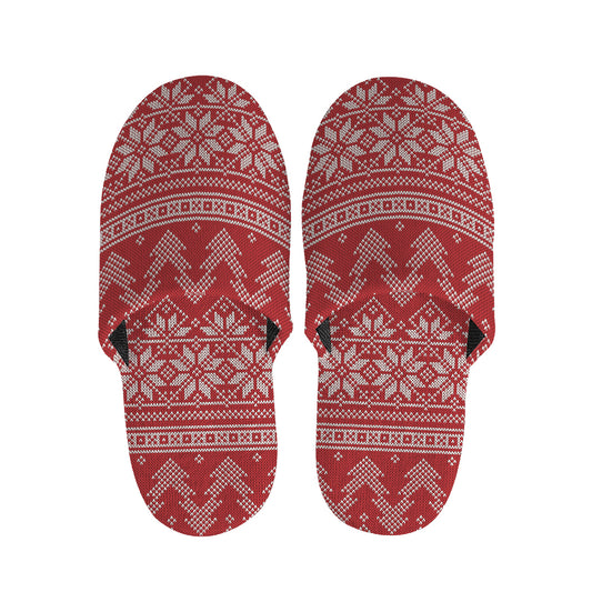 Christmas Festive Knitted Pattern Print Slippers