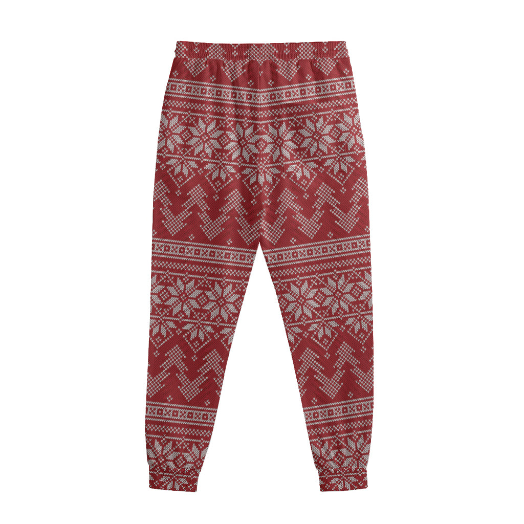 Christmas Festive Knitted Pattern Print Sweatpants