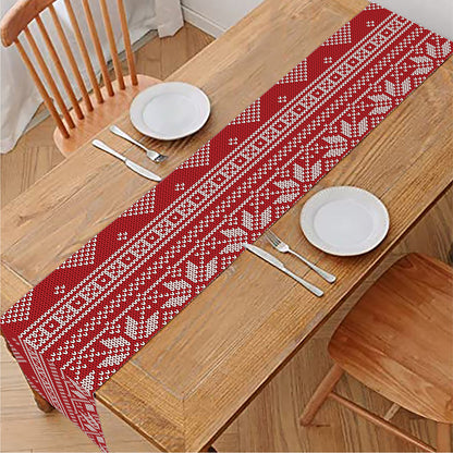 Christmas Festive Knitted Pattern Print Table Runner