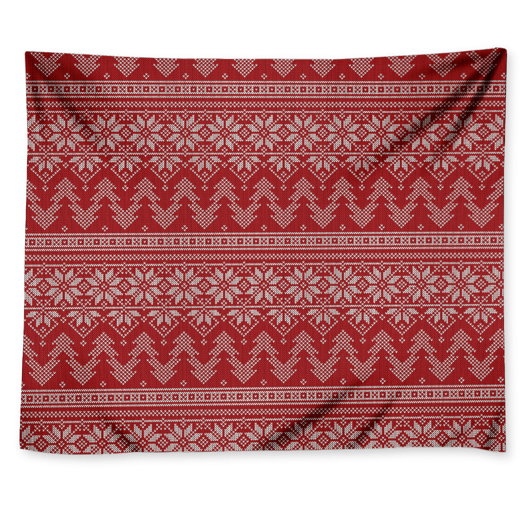 Christmas Festive Knitted Pattern Print Tapestry
