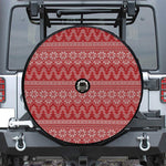 Christmas Festive Knitted Pattern Print Tire Cover With Camera Hole