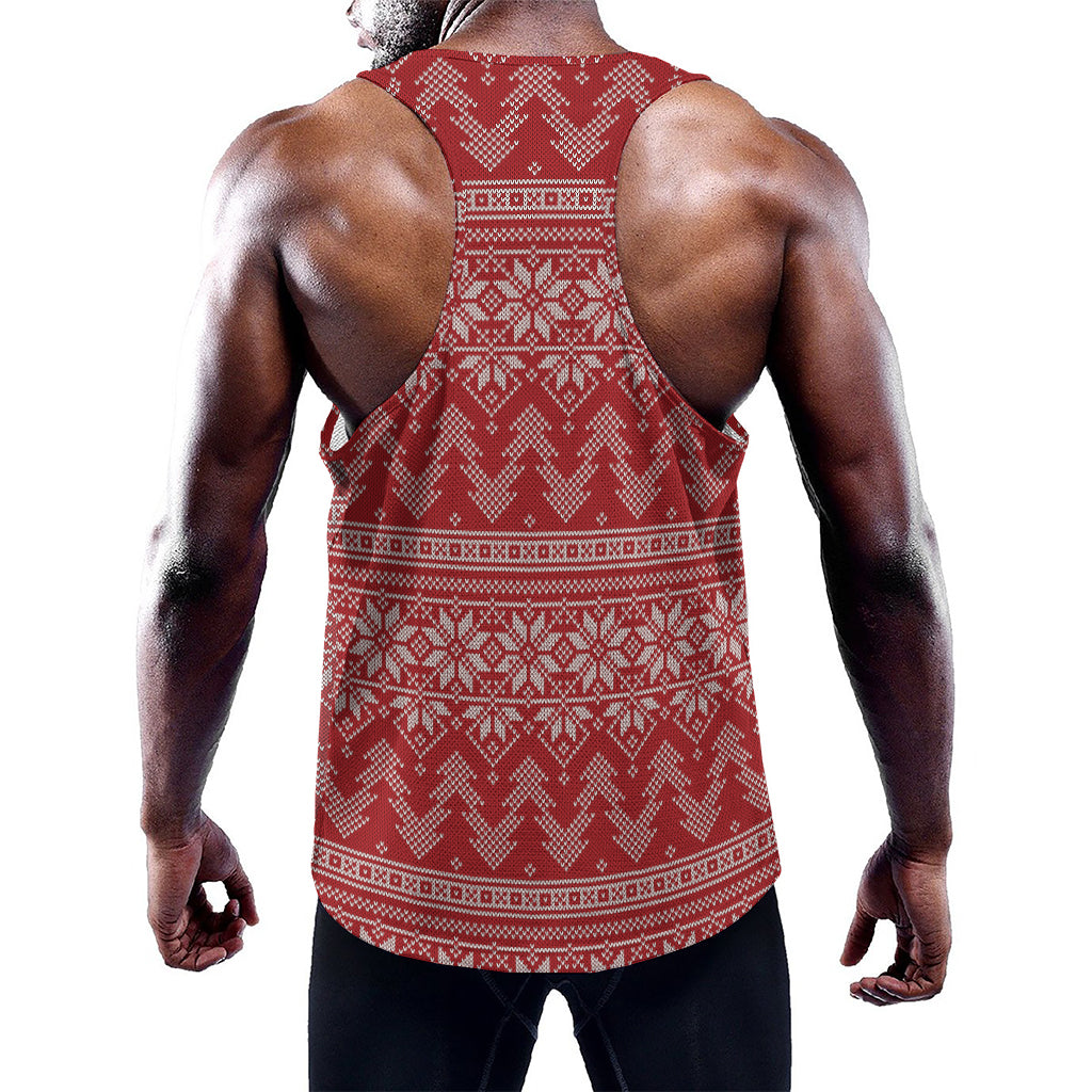 Christmas Festive Knitted Pattern Print Training Tank Top