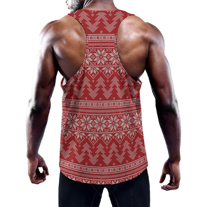 Christmas Festive Knitted Pattern Print Training Tank Top