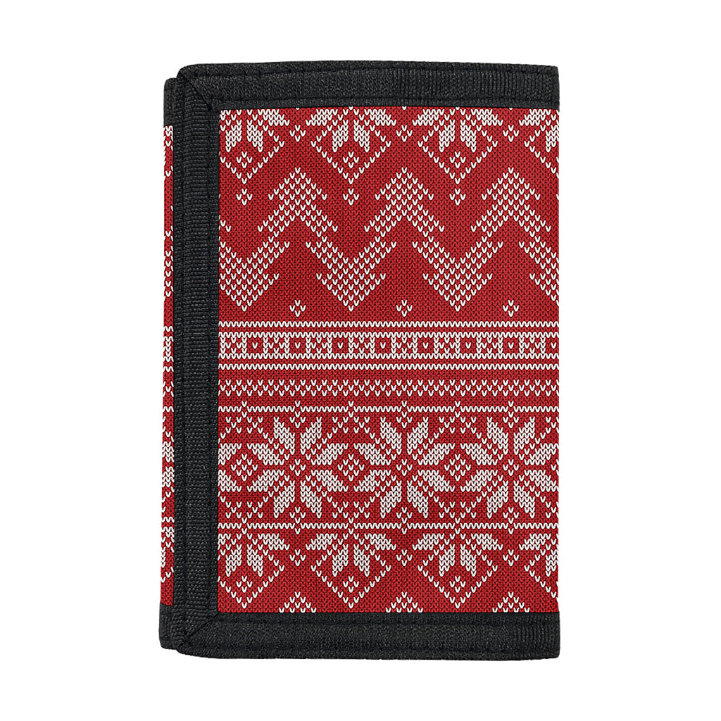 Christmas Festive Knitted Pattern Print Trifold Wallet