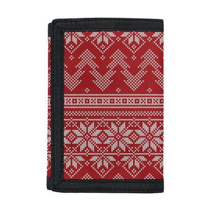 Christmas Festive Knitted Pattern Print Trifold Wallet