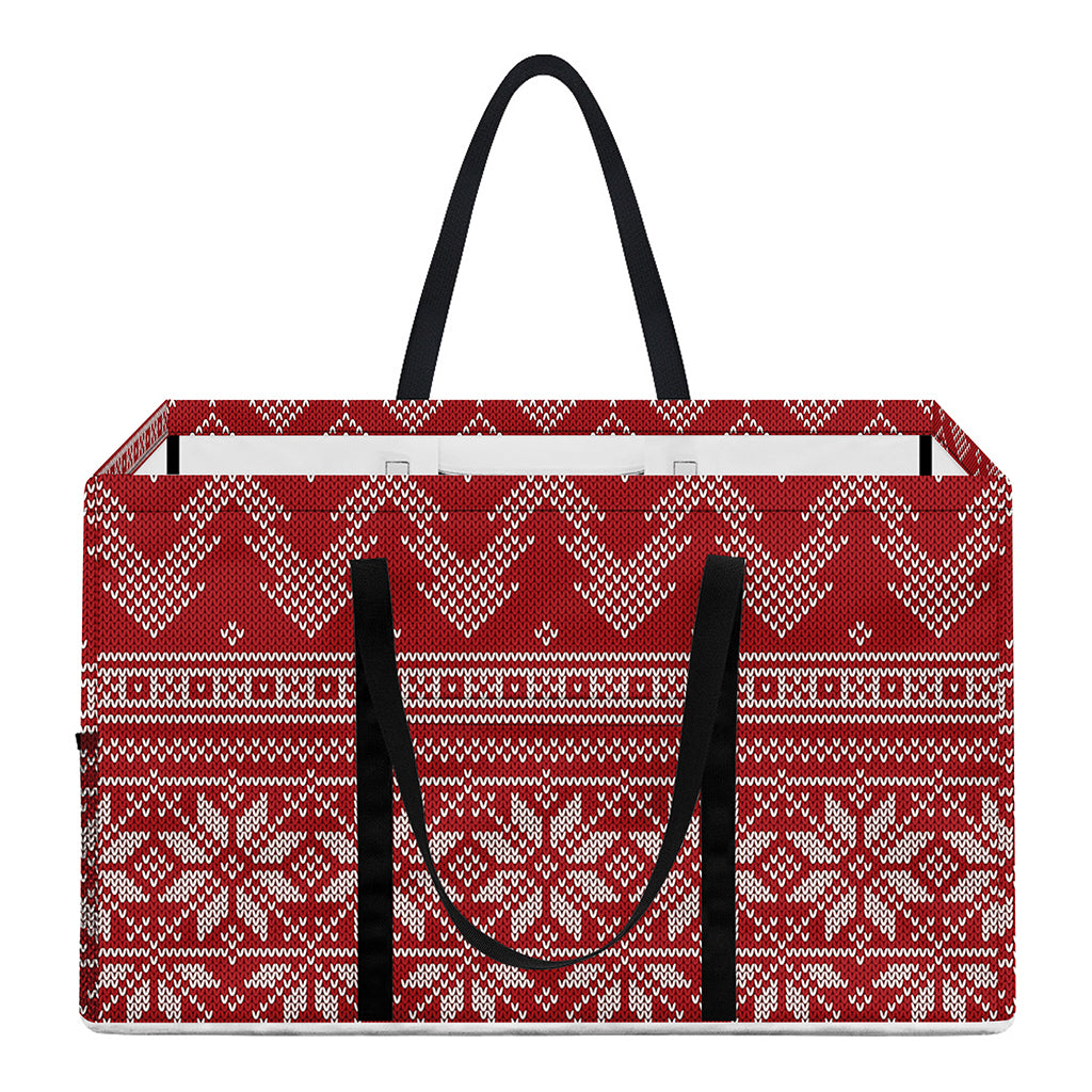 Christmas Festive Knitted Pattern Print Utility Tote Bag