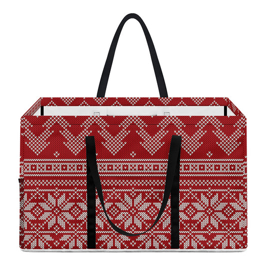Christmas Festive Knitted Pattern Print Utility Tote Bag