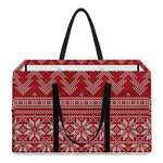 Christmas Festive Knitted Pattern Print Utility Tote Bag