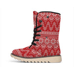 Christmas Festive Knitted Pattern Print Winter Boots