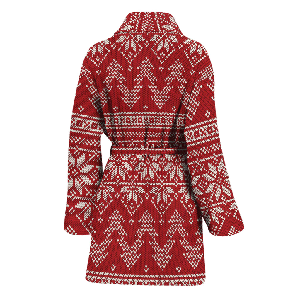 Christmas Festive Knitted Pattern Print Women's Bathrobe